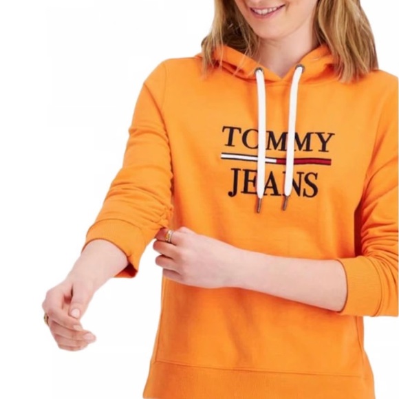 Tommy Jeans Orange Hoodie | Size Large - Picture 1 of 5
